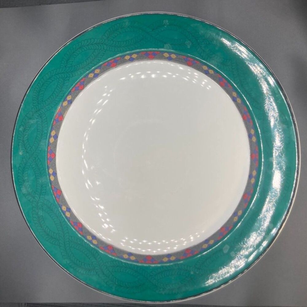 Dansk Emerald Braid Porcelain 13" Chop Plate Platter EUC Vintage Discontinued